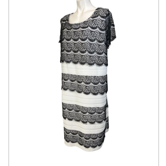 Catherine’s dress plus‎ 3X(26/28W) white black lace overlay cocktail semi-formal - Picture 3 of 7